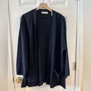 Valerie Steven’s 100% Merino Wool Black Open Front Cardigan